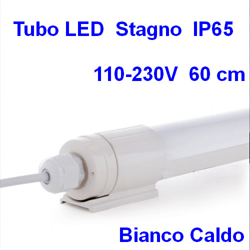 Plafoniera Tubo a Led 60 cm 110-230 Vac-dc 9W Stagno IP65